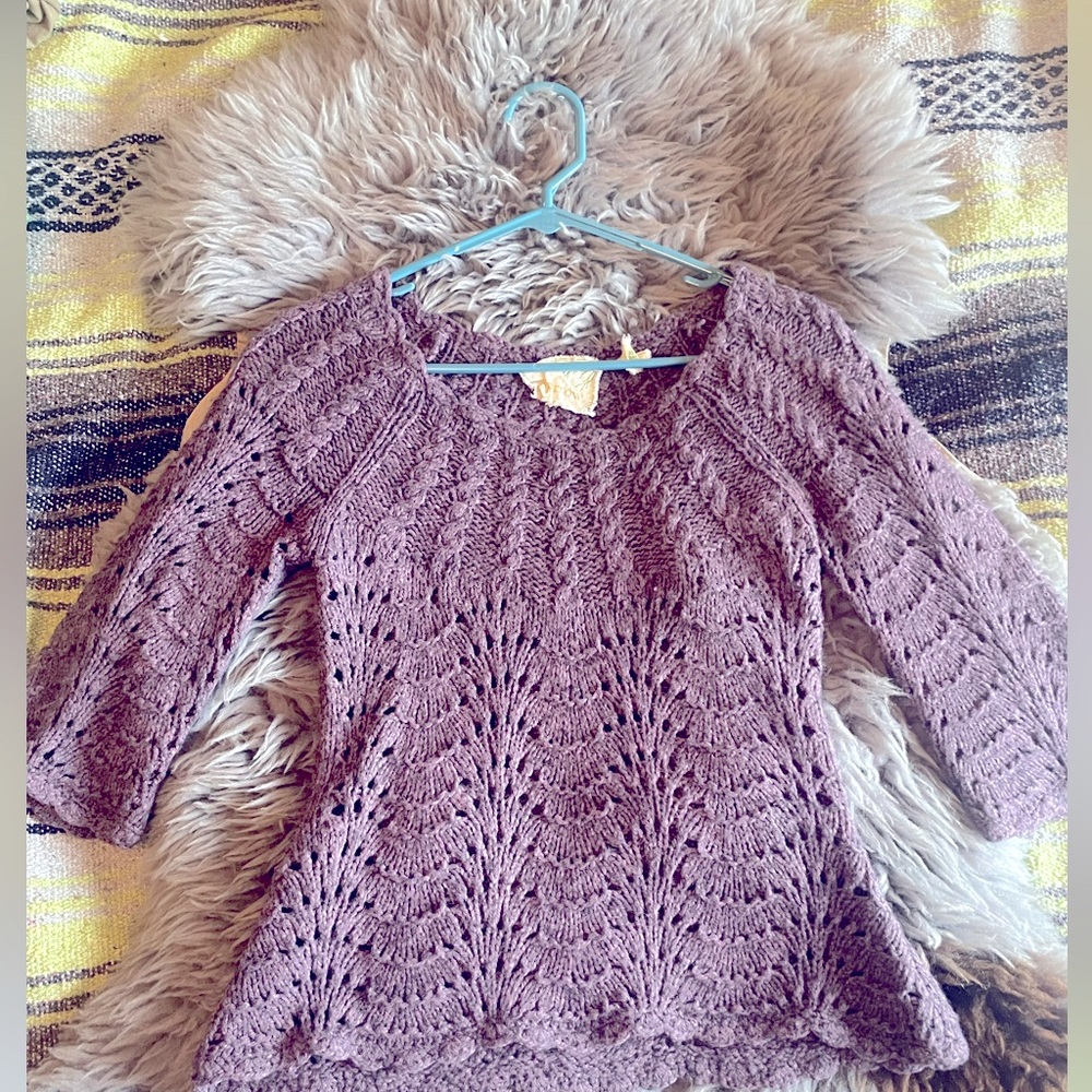 Anthropology Sparrow Amethyst Knit Sweater Top